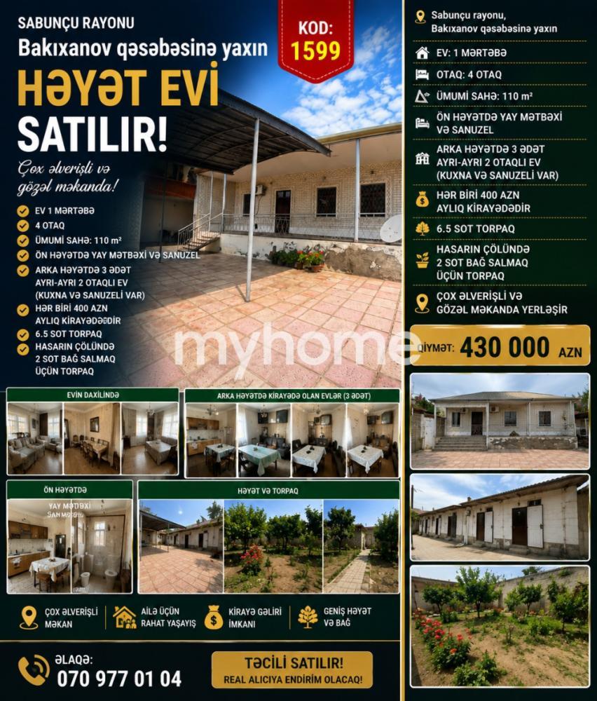 Bakıxanov qəsəbəsi 110m² həyət evi satılır
